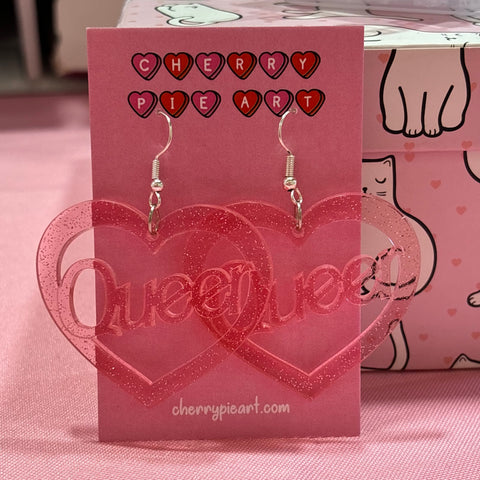 Queer AF heart hoop earrings