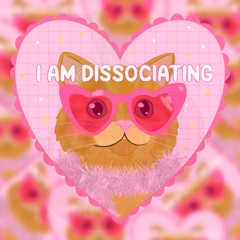 I’m dissociating heart cat sticker