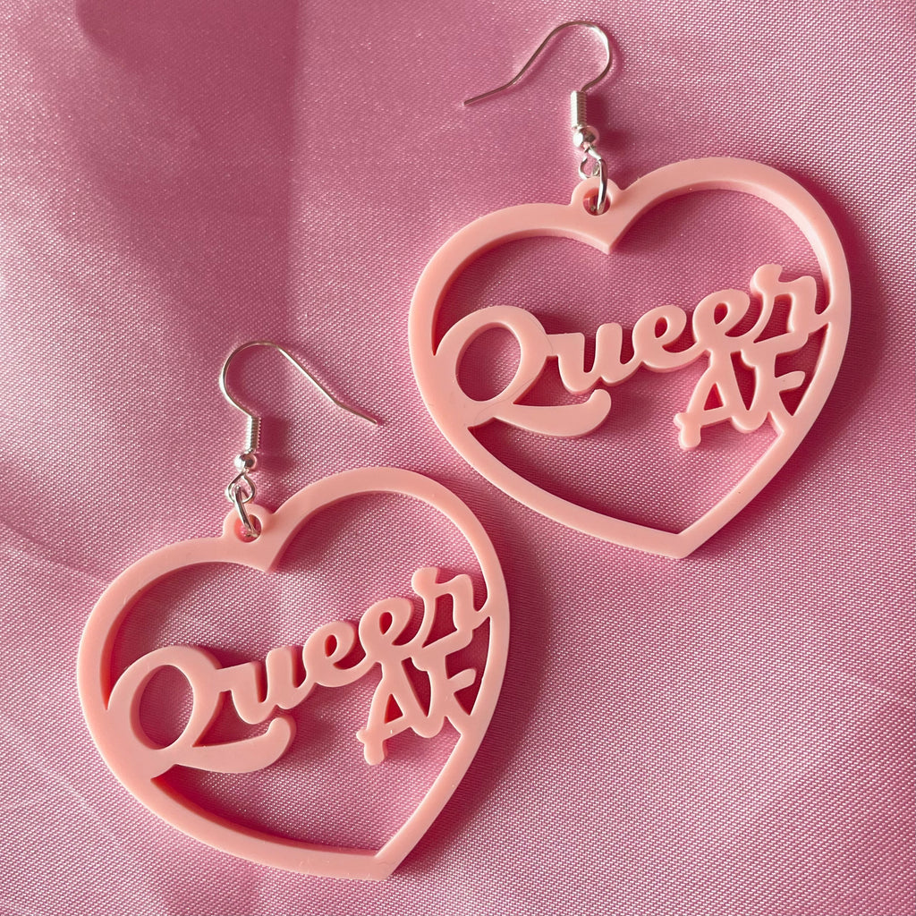 Queer AF heart hoop earrings