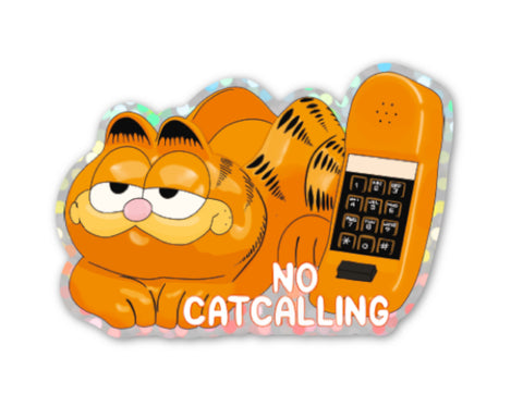 No cat calling Garfield phone glitter sticker