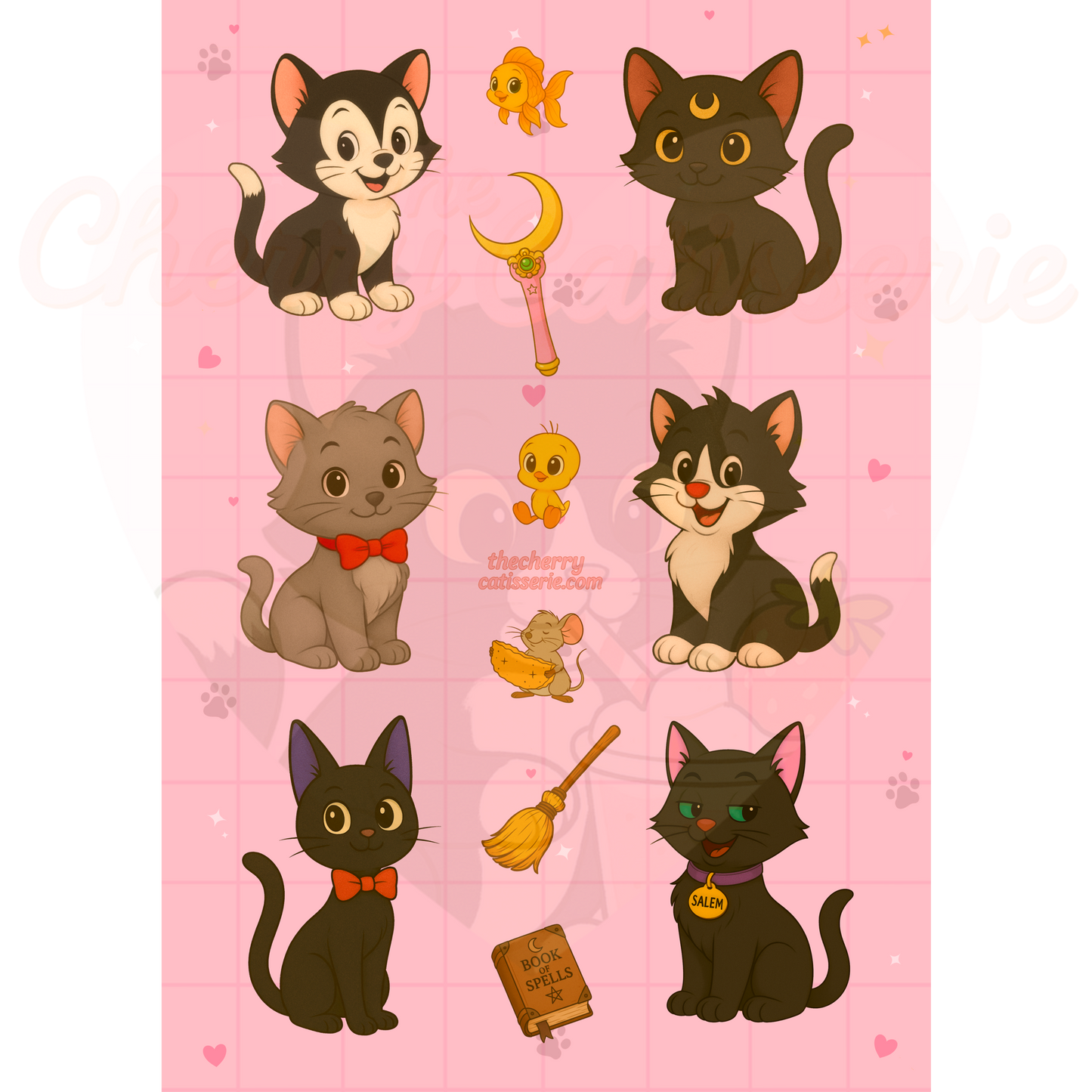 Midnight cat club sticker sheet
