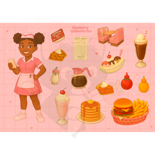 The cherry diner sticker sheet
