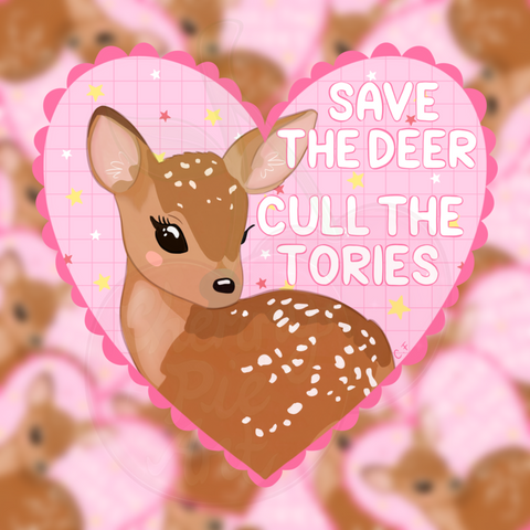 Save the deer cull the tories heart sticker