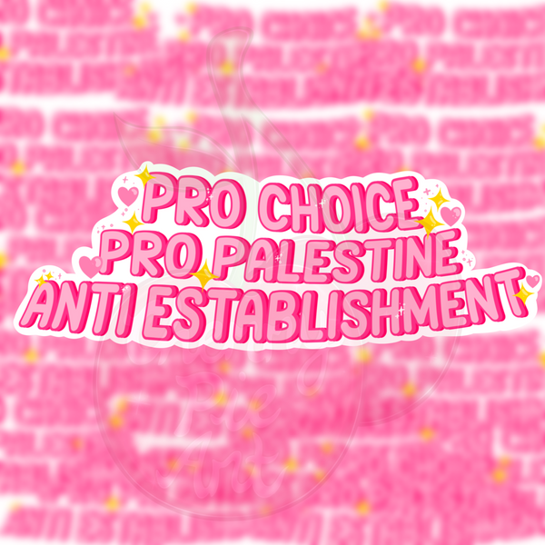 Pro choice pro Palestine anti establishment sticker