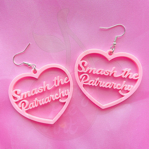 Smash the patriarchy heart hoop earrings